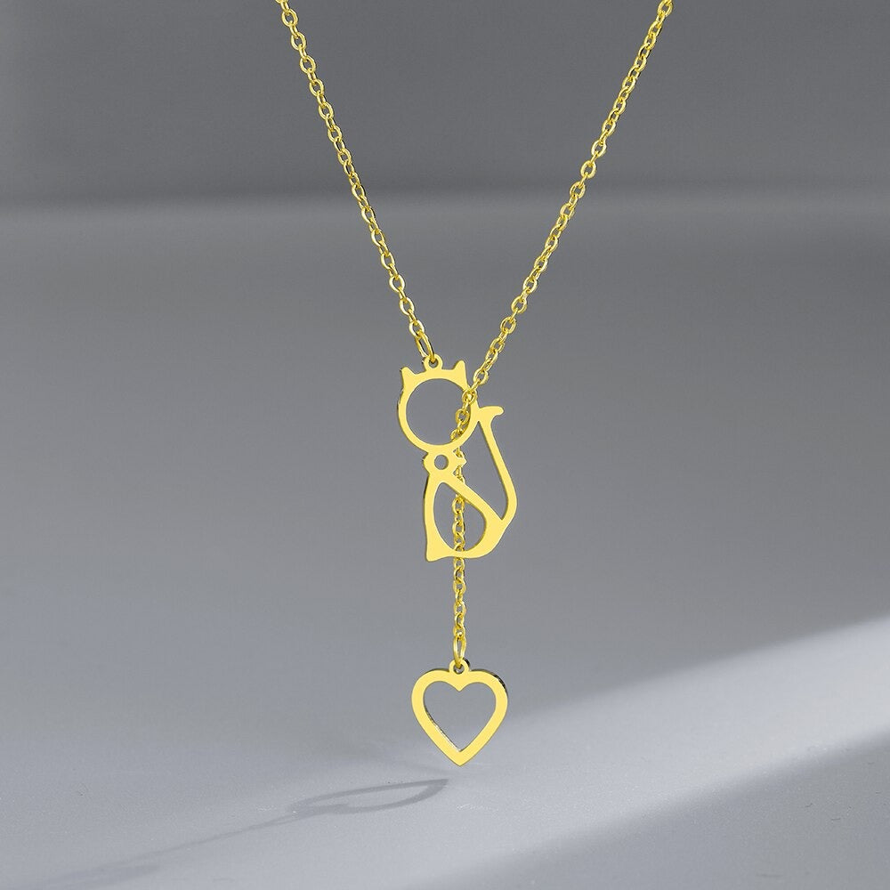 Cadeaukaart rood met katten ketting "Siva"