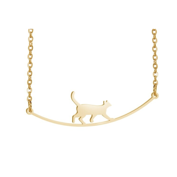 Ketting goudkleurig “Kat in balans”