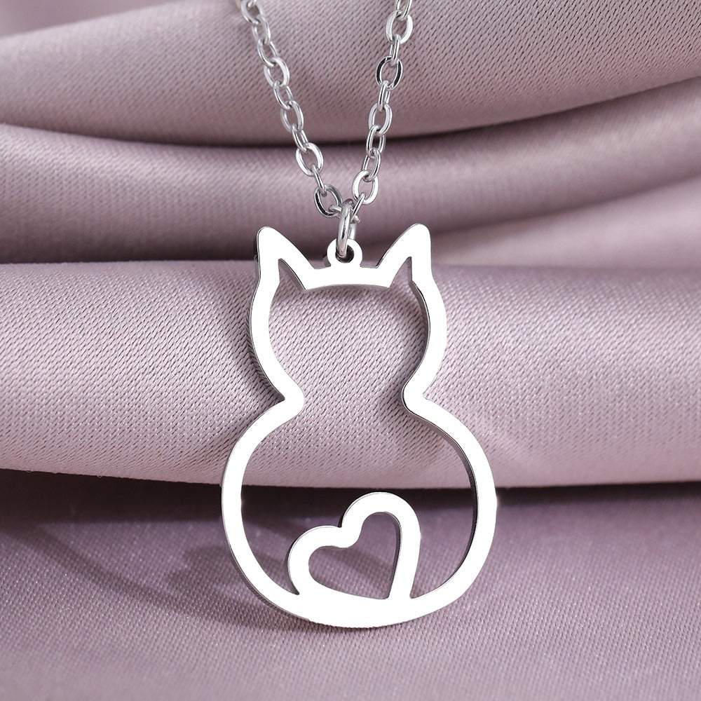 Ketting hart in kat zilver "Charmy"