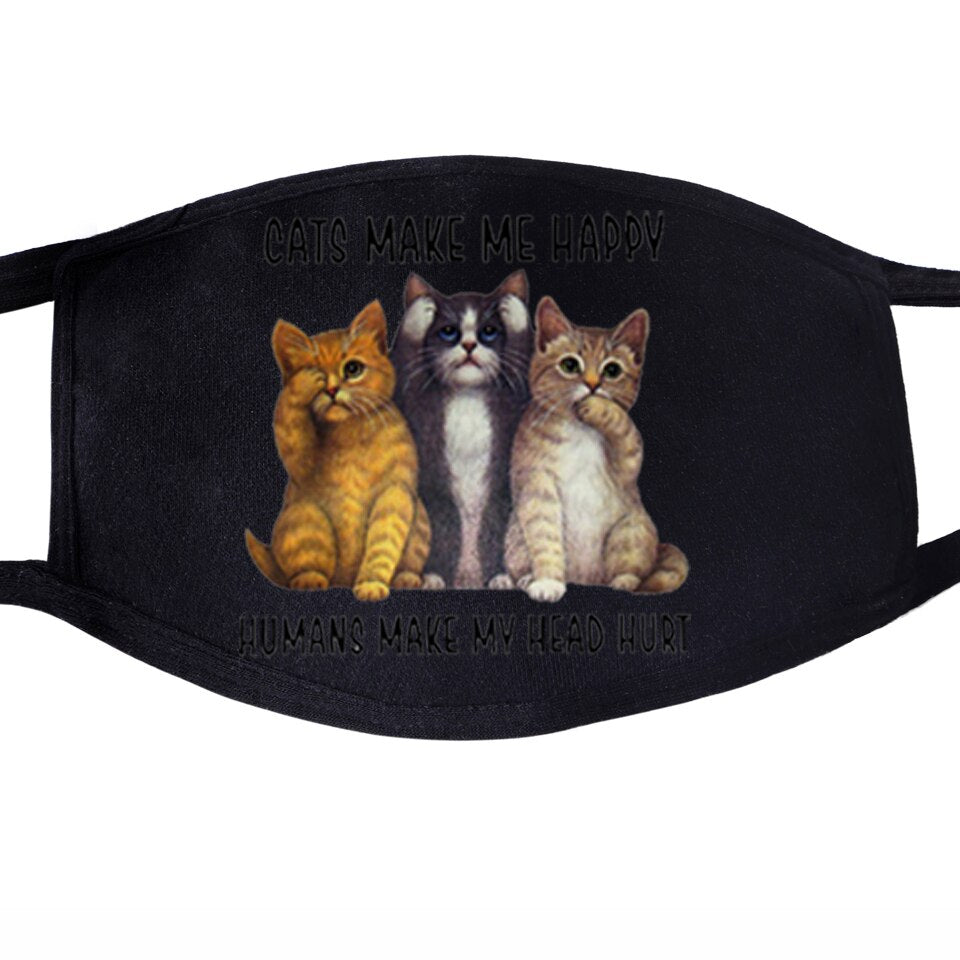 Katten mondkapje "Horen, zien en zwijgen"