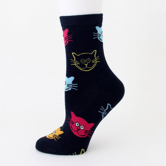 The Happy Cat Shop | Katten sokken blauw | Gekleurde kattenkoppen