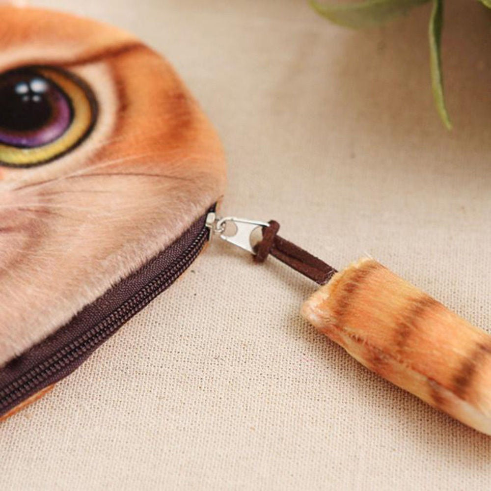 The Happy Catshop | Portemonnee 3D kattenkop met pluizig katten staartje