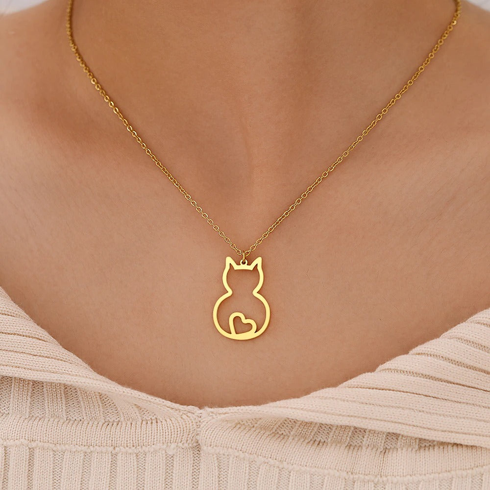 Cadeaukaart rood met katten ketting "Charmy"