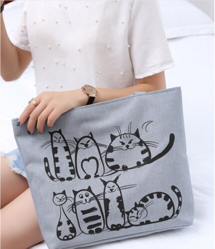 The Happy Cat Shop | Katten strandtas / shopper | Grijs😻