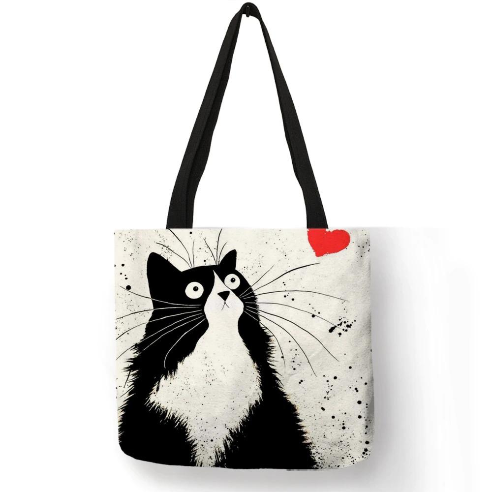 Linnen katten tas "Lovely Cat"