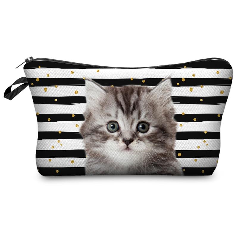 The Happy Catshop | Katten toilettas zwart-wit gestreept "Kitten"