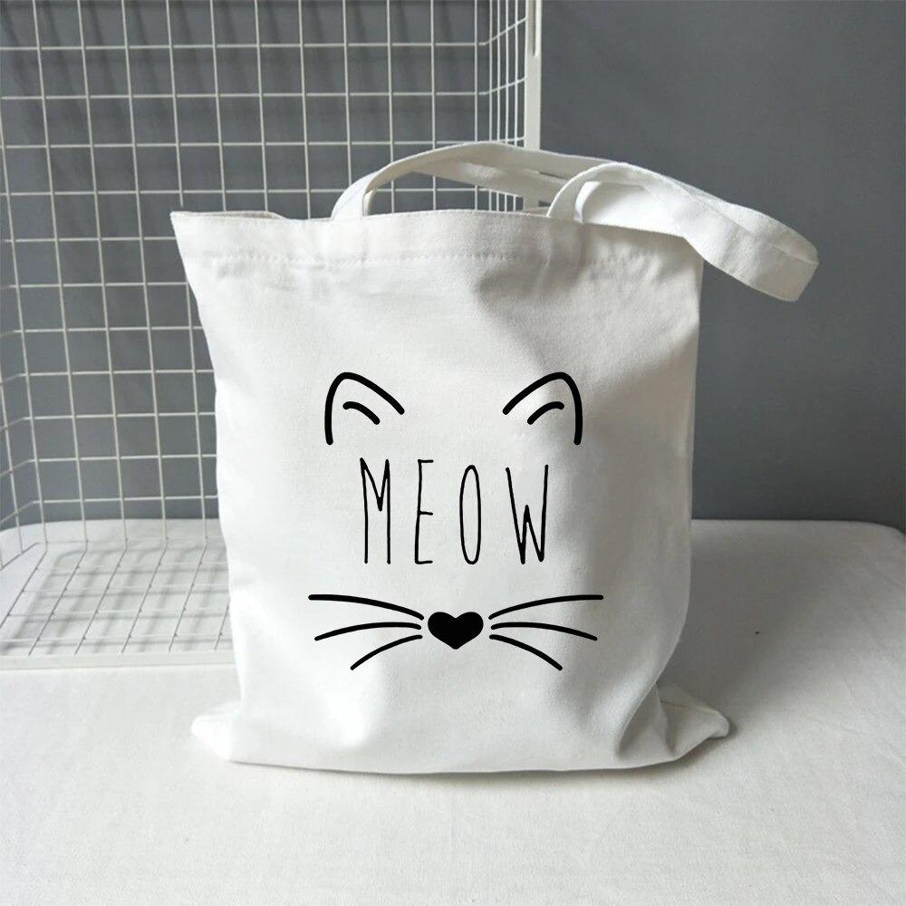 Katten katoenen draagtas "Meow" | Beige