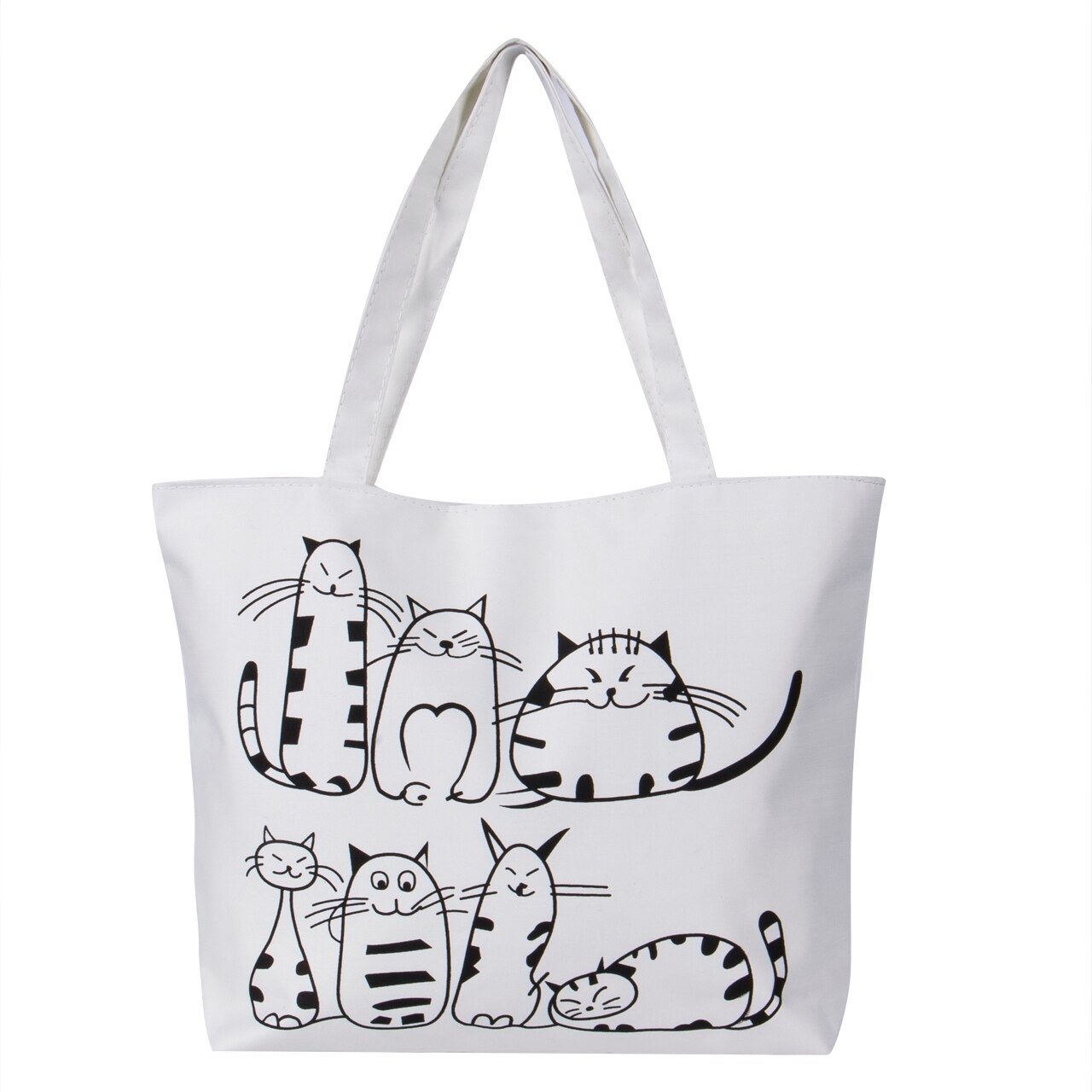 Katten strandtas shopper Wit The Happy Cat Shop