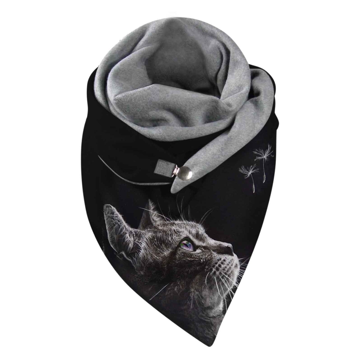The Happy Cat Shop | Katten wikkelsjaal “Grijze kat met paardenbloem ”