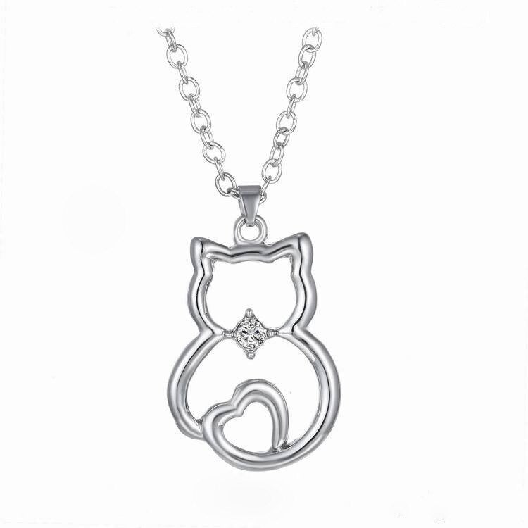 Katten ketting zilver "Cat Love"
