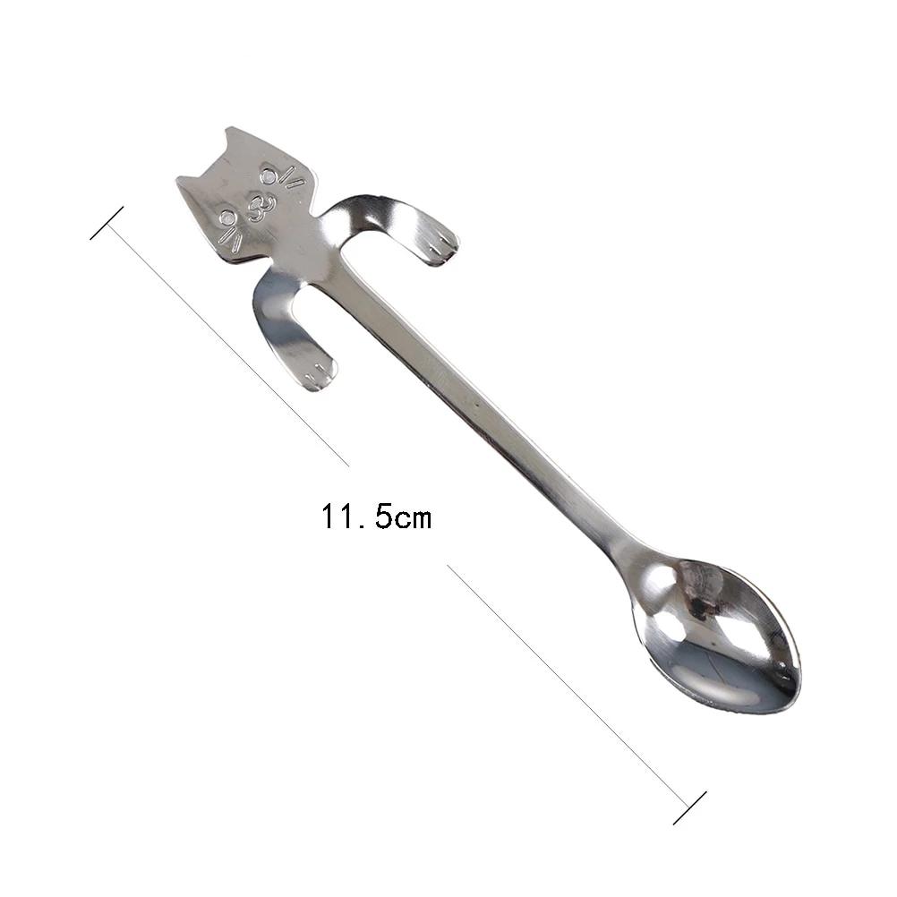 The Happy Cat Shop | Katten theelepel "Just Chilling" set 4 stuks zilver