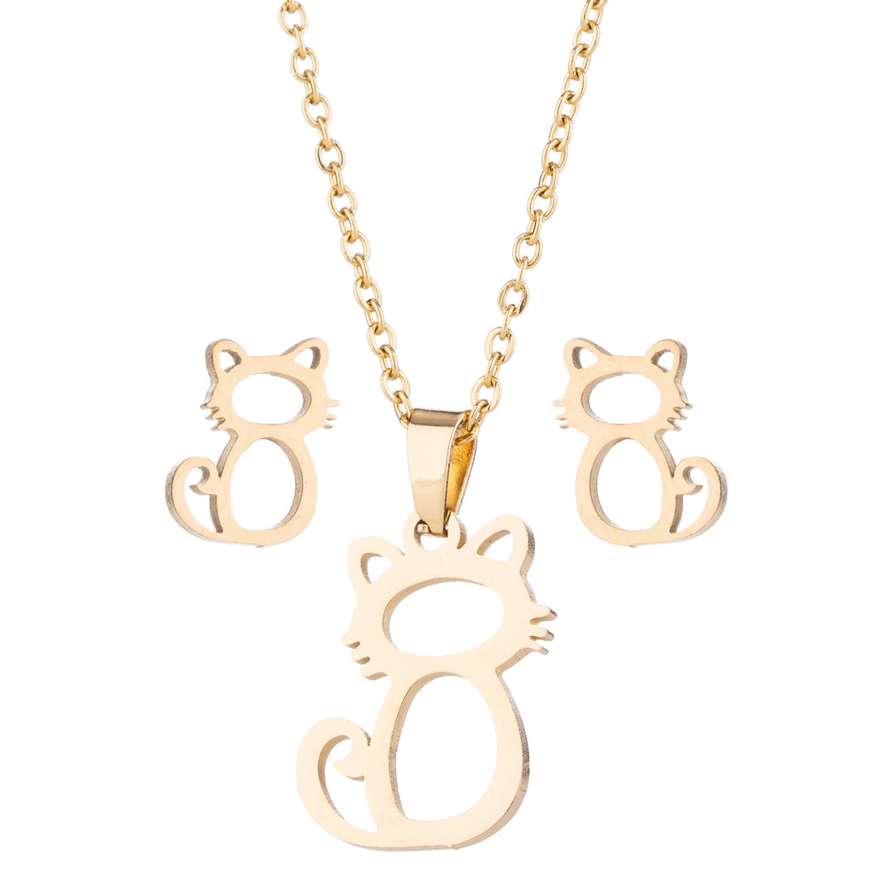 The Happy Catshop | Sieraden set "Tender" | Goud | ketting & oorbellen