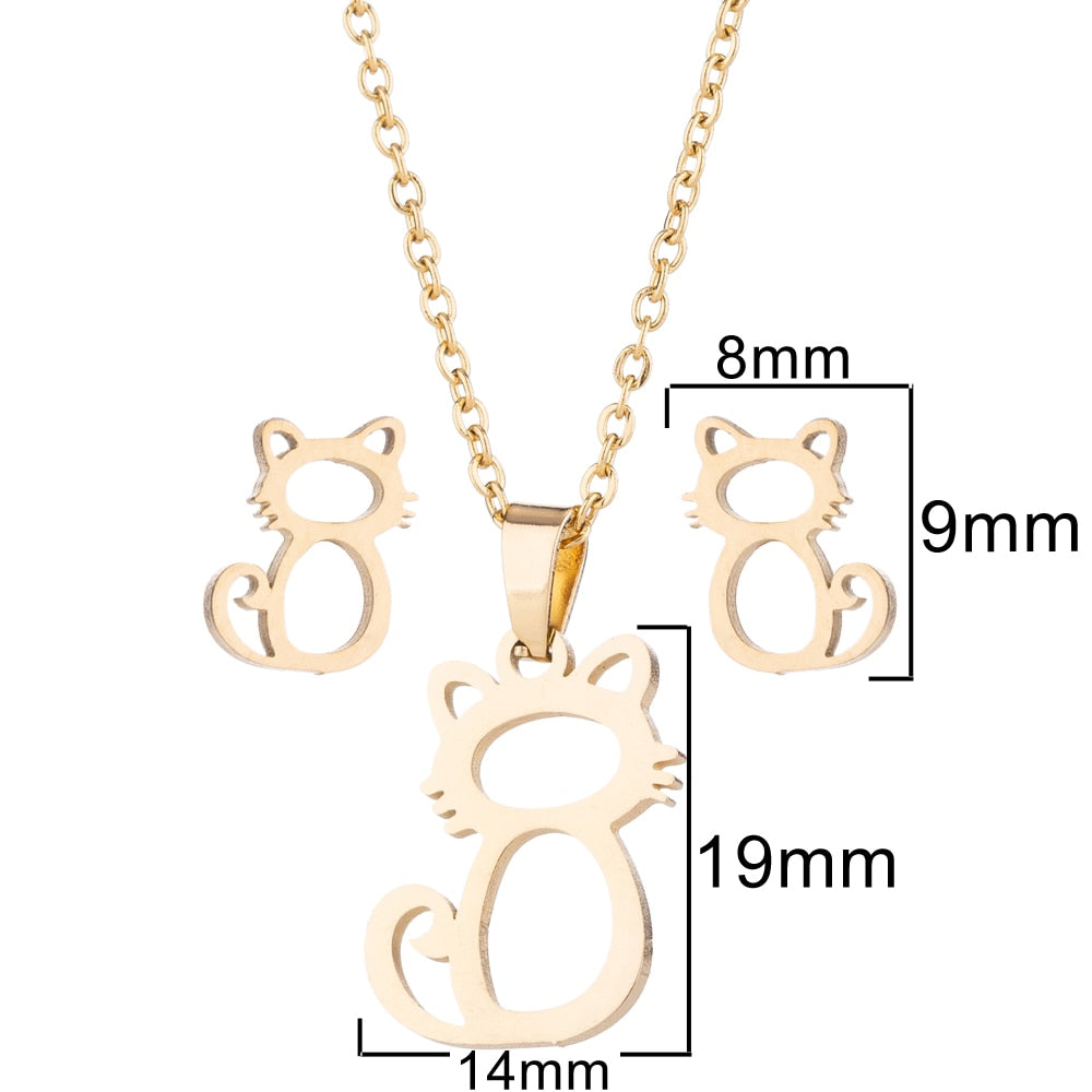 The Happy Catshop | Sieraden set "Tender" | Goud | ketting & oorbellen