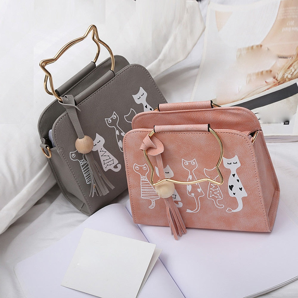 The Happy Cat Shop | Katten schouder tasje "Happy Cats" | Grijs