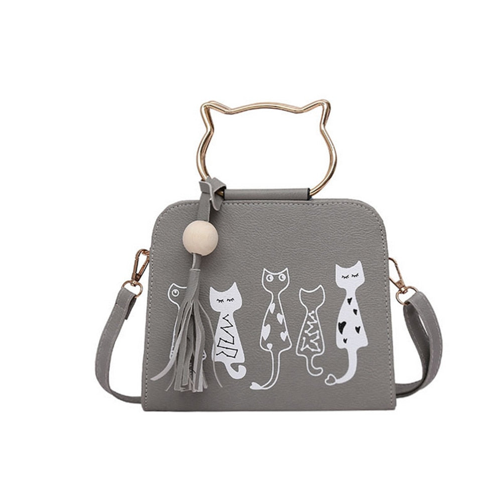 Katten schouder tasje "Happy Cats" | Zwart