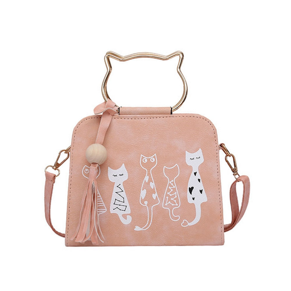 Katten schouder tasje "Happy Cats" | Zwart