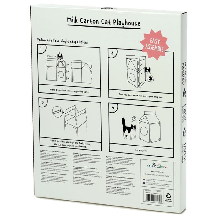 The Happy Catshop | Katten speelhuis karton "Melkpak met koeienvlekken"