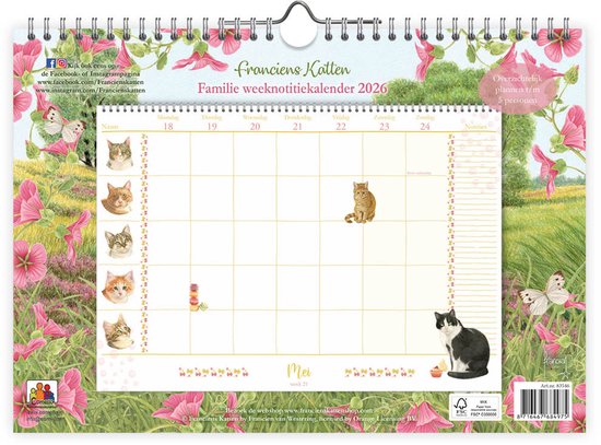 FamilieWEEKnotitiekalender Franciens katten oblong 2026
