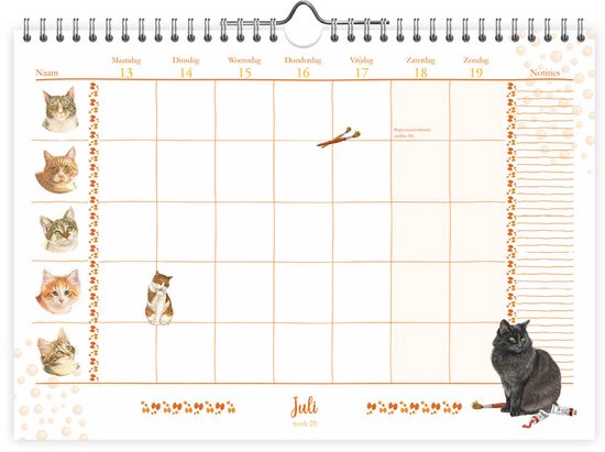 FamilieWEEKnotitiekalender Franciens katten oblong 2026