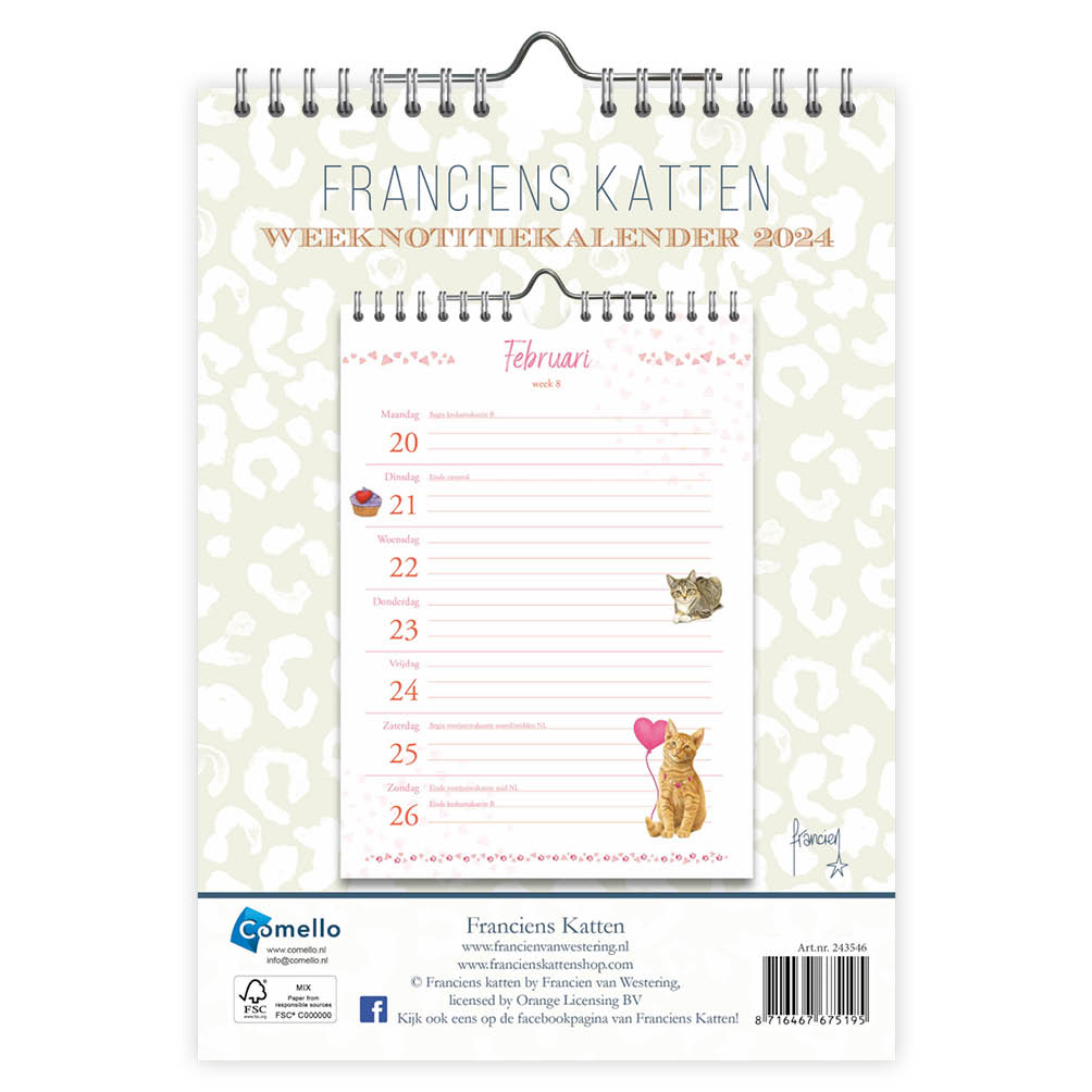 Franciens Katten WEEKnotitie kalender 2024 Sjors