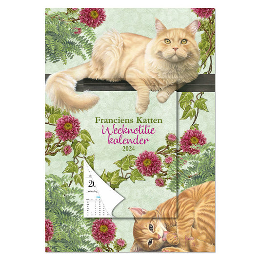 Franciens Katten Weeknotitie kalender 2024 op schild Groene Oase