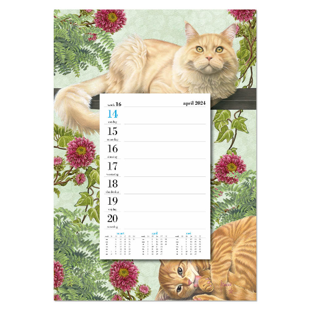 Franciens Katten Weeknotitie kalender 2024 op schild Groene Oase