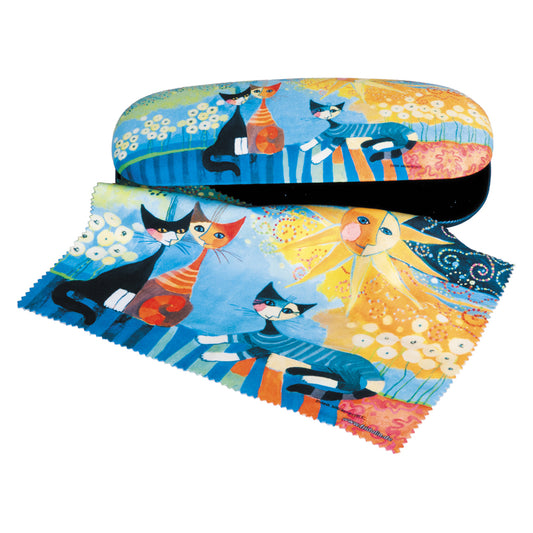 Katten brillenkoker Fridolin hard case met doekje "Wachtmeister Dolce Vita"