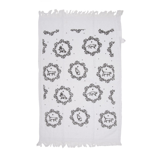 Keukendoek / handdoek katten in bloemen cirkel