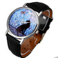 Katten horloge "Bloemen & Vlinder' | Zwart