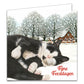 Katten kerstkaarten 10 stuks | Tuxedo kat in sneeuw – Kittens met kersttak en rode kerstdecoratie