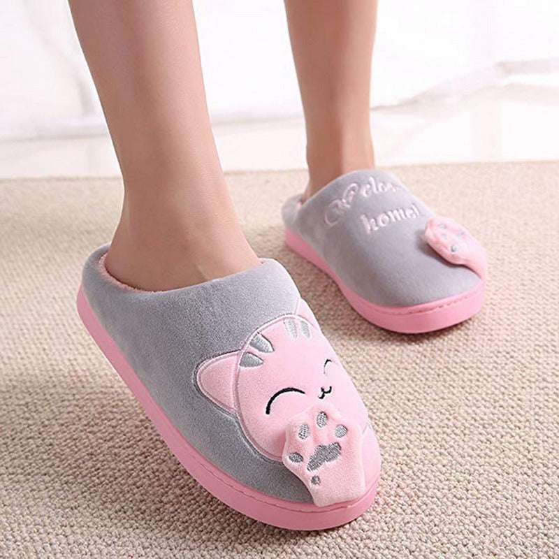 Katten pantoffels met antislip zolen | Grijs