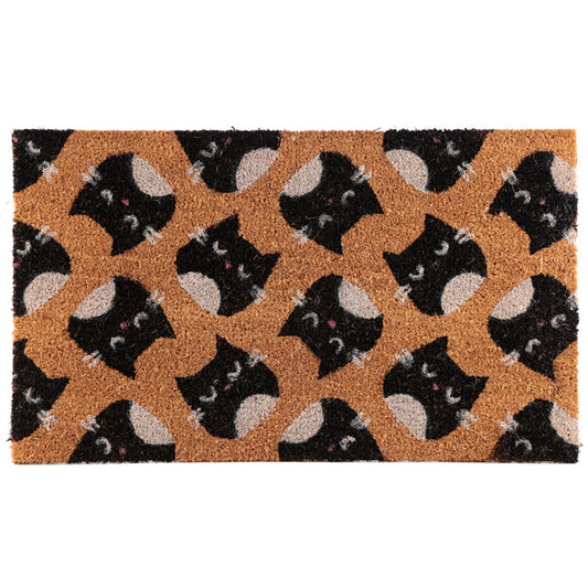 Katten deurmat met zwart-witte kattenkopjes