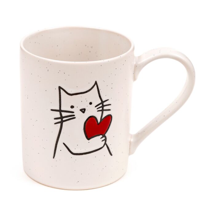 Mok met Kat en Hart – 500 ml Stoneware