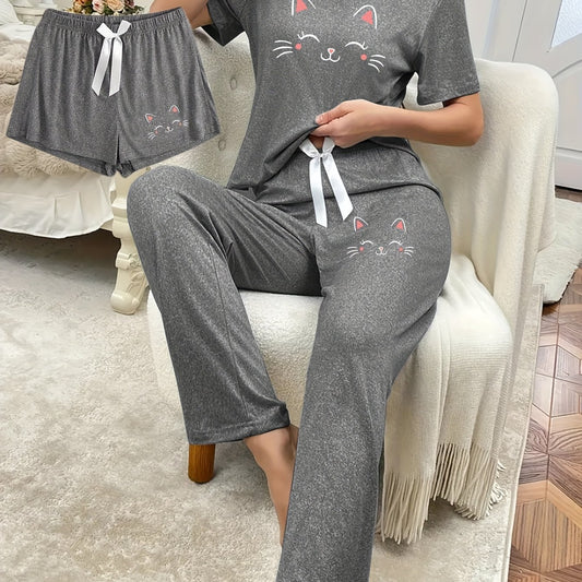 Katten pyjama 3-delig grijs “Zoet Snoetje” | PRE-ORDER