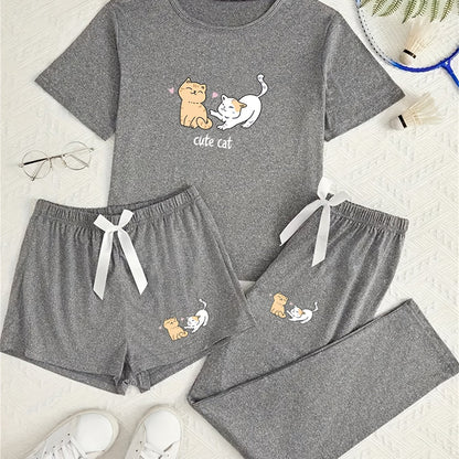Katten pyjama set 3-delig grijs “Cute Cat” | PRE-ORDER
