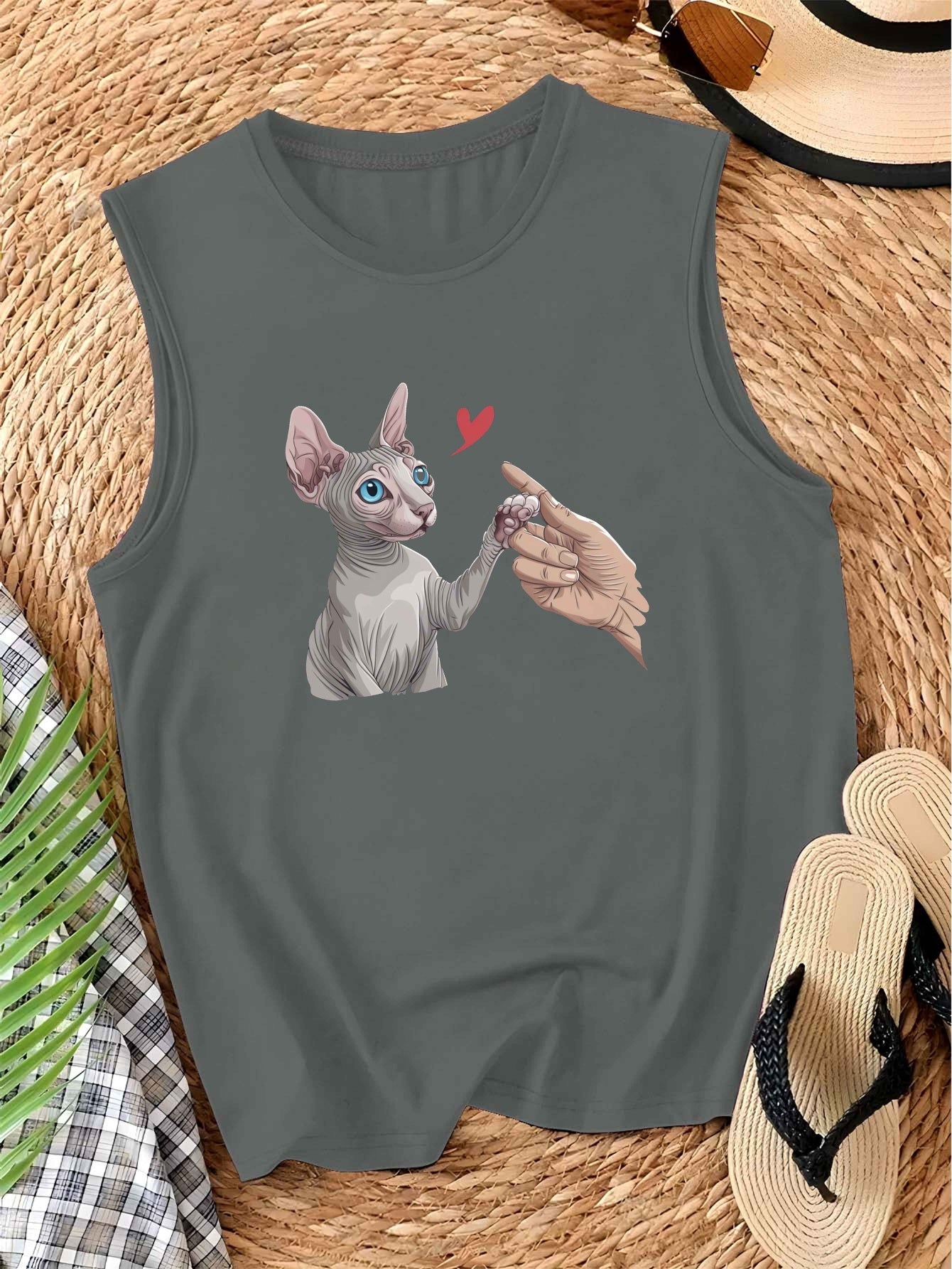 Katten shirt – Tanktop grijs Sphynx | PRE-ORDER
