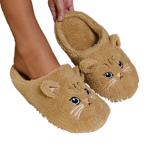 Katten sloffen Kaki “Miauw”