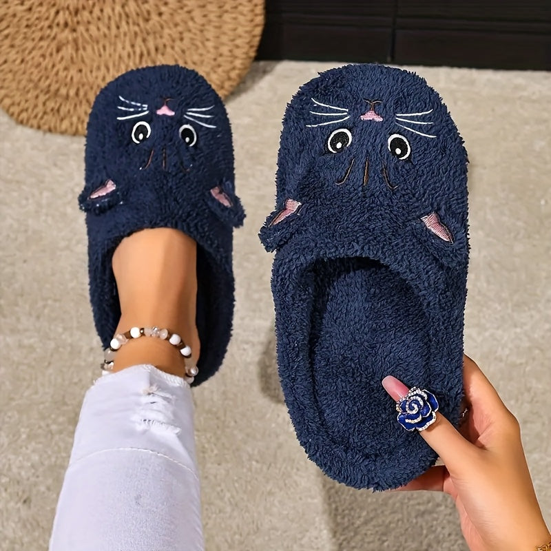 Katten sloffen Donkerblauw “Miauw”