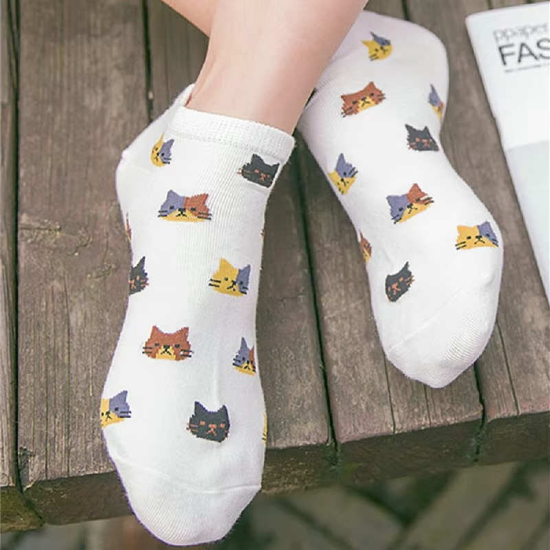Katten sneaker sokken 5 paar “Kattenkoppen”