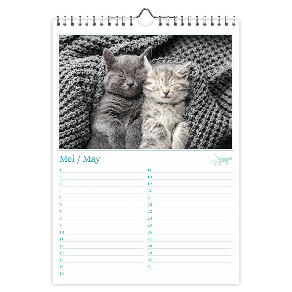 Katten verjaardagskalender A4