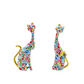 Katten beeldjes set 2 stuks vrolijk gekleurd mozaiekstijl 14 cm