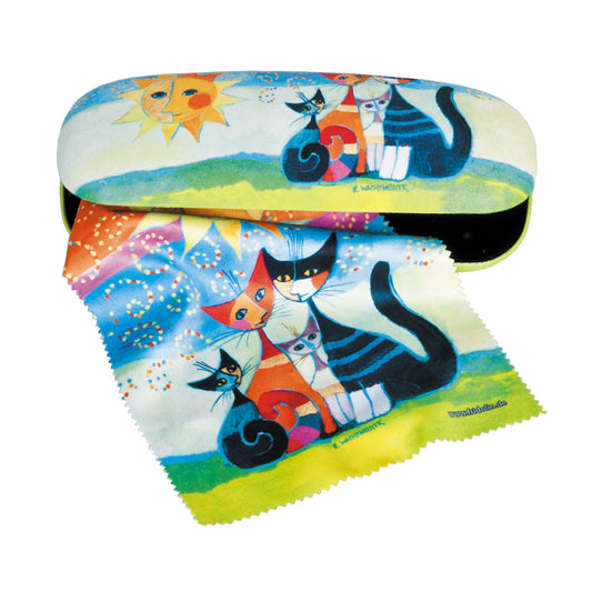 Katten brillenkoker hard case met bijpassend doekje Wachtmeister Momenti di felicità