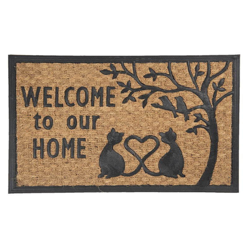 Kokos deurmat poezen "Welcome to our home"