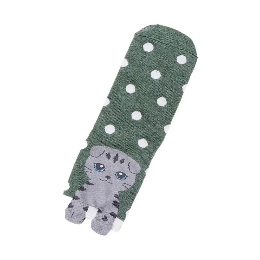 Katten sneakersokken 5 paar met verschillende katten, strepen en stippen
