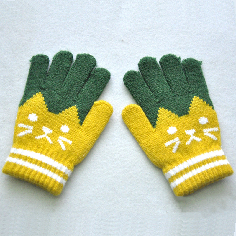 Katten handschoenen kind | Geel