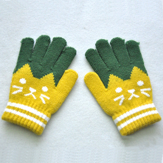 Katten handschoenen kind | Geel