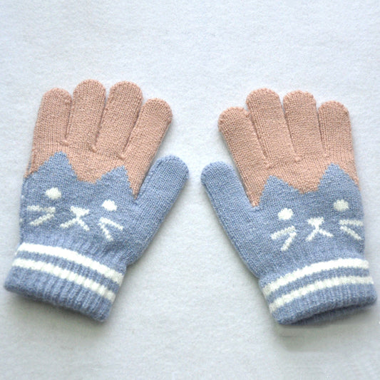Katten handschoenen kind | Licht blauw