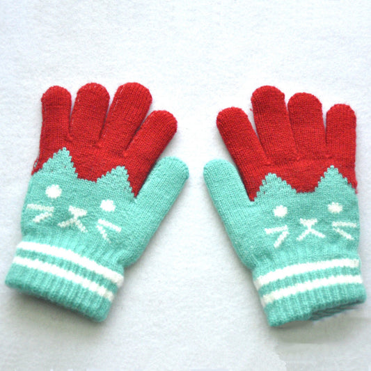 Katten handschoenen kind | Mint groen