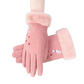 Handschoenen touchscreen Roze "Geborduurde kat met hartjes"