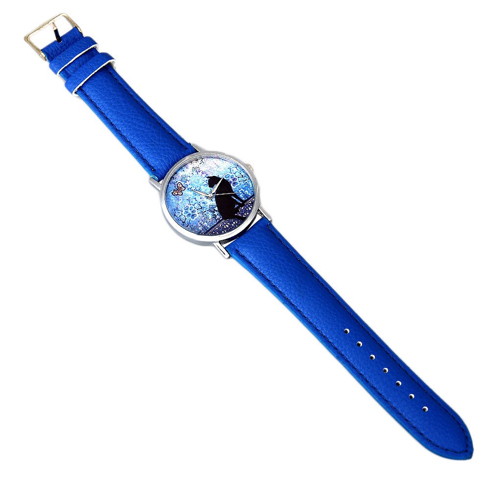The Happy Catshop | Katten horloge "Bloemen & Vlinder' | Blauw